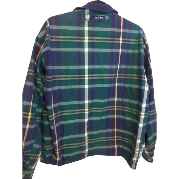 Vintage Nautica Reversible Bomber Blue Plaid Windbreaker Size Medium - Picture 11 of 12